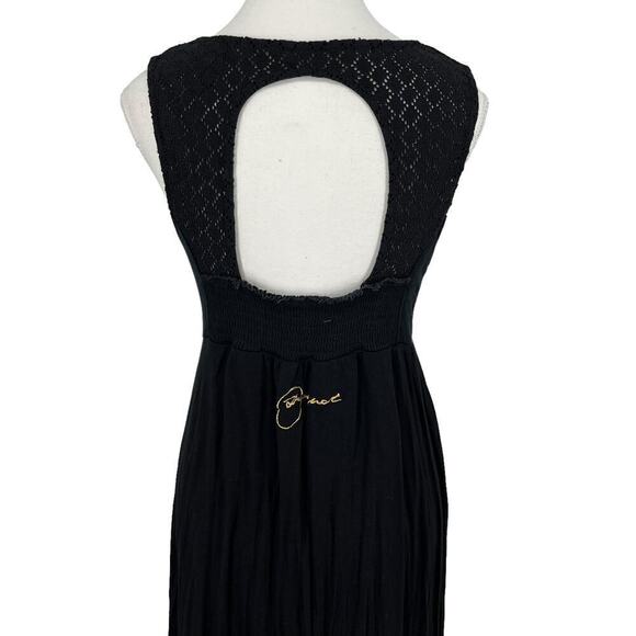 Desigual‎ Maxi Dress Septiembre Crochet Back Colorful Floral Black Medium - Picture 8 of 10